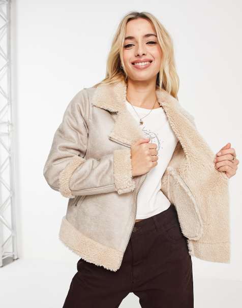 Blouson aviateur femme discount beige