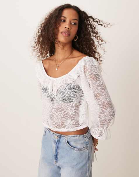 Miss Selfridge - Blusa con dettaglio in pizzo con volant - view 1