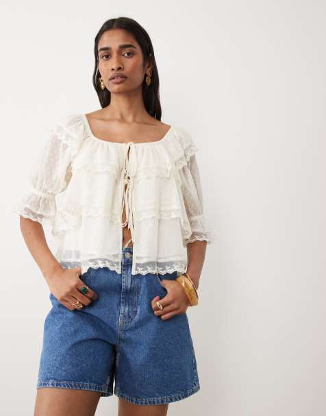 Miss Selfridge - Blusa de plumeti con lazada delantera - view 1