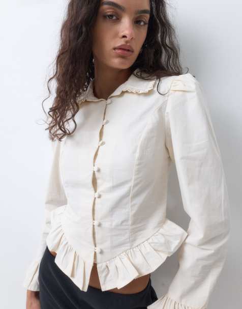 Miss Selfridge blusa vittoriana in bianco antico - view 1
