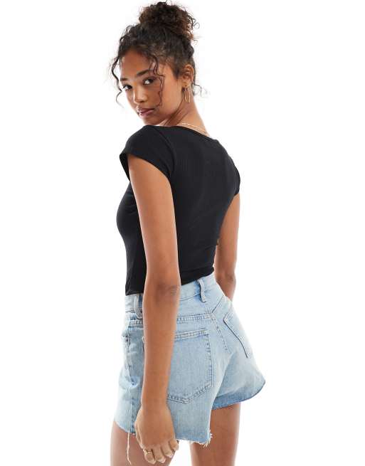 FMNNNN Body Donna A Maniche Corte Con Scollo A V – Elasticizzato, Basic, Tessuto Morbido - 3