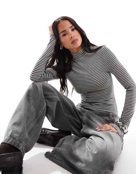 Miss Selfridge - Body accollato a maniche lunghe a righe - view 1