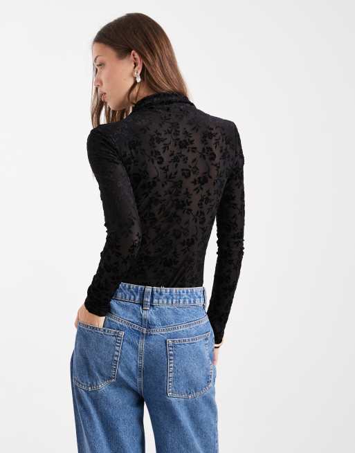 Miss Selfridge - Body accollato nero dévoré, 4 di 4