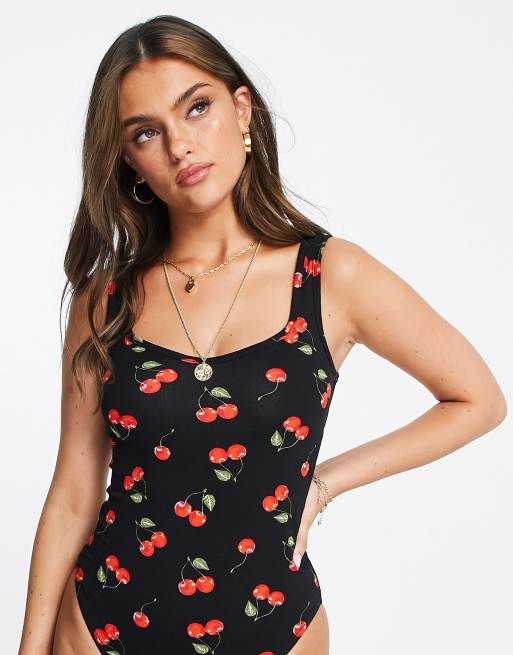 Miss Selfridge - Body avec décolleté en cœur - Multicolore 