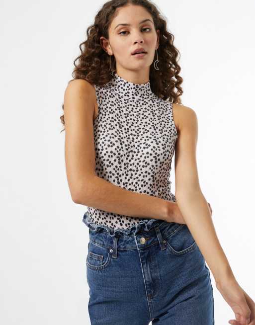 Miss Selfridge - Body con collo a imbuto e stampa animalier
