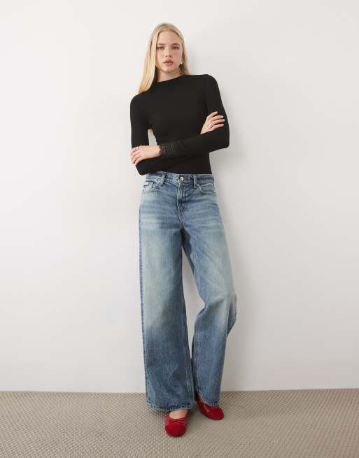 Miss Selfridge - body con cuello alzado y puños de encaje en negro, 2 de 4