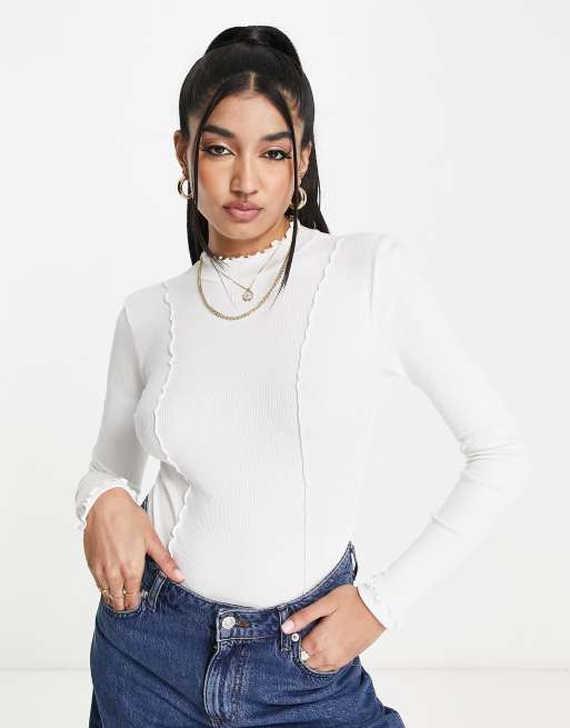 Miss Selfridge - Body con dettaglio smerlato avorio 