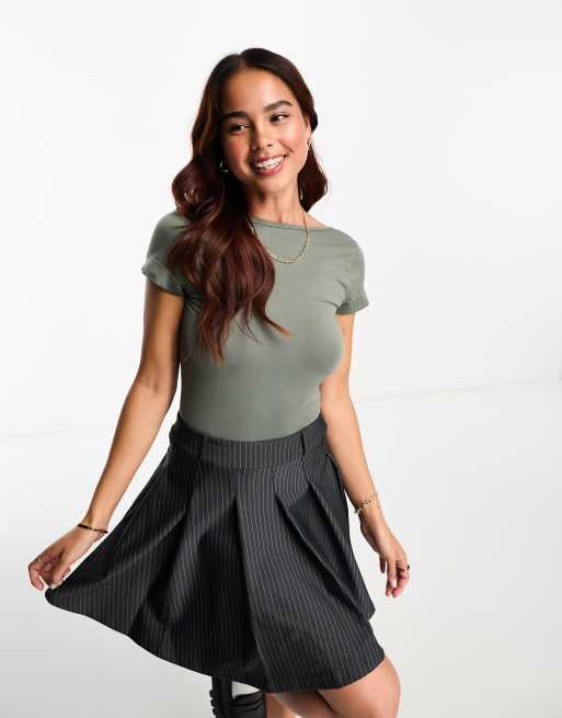 Miss Selfridge - Body dos nu sans couture à mancherons - Kaki, 2 de 4