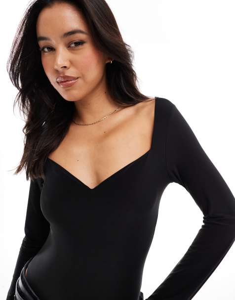 Miss Selfridge - Body doux avec encolure en cœur - Noir - view 1