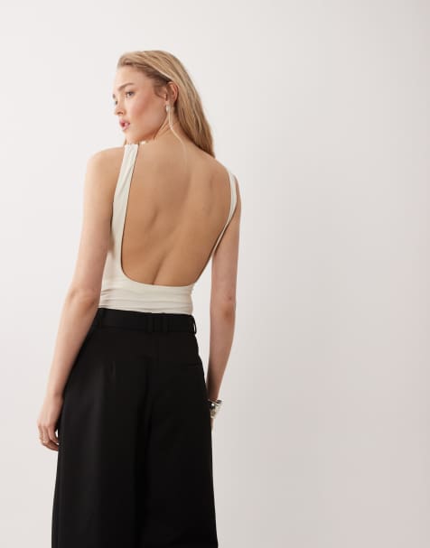 Miss Selfridge - Body effet sculptant à dos ouvert - Crème - view 1