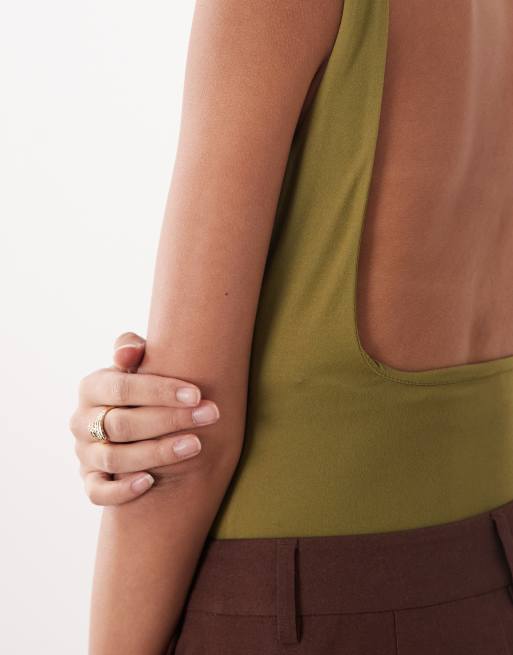 Miss Selfridge - Body effet sculptant à dos ouvert - Olive, 3 de 4
