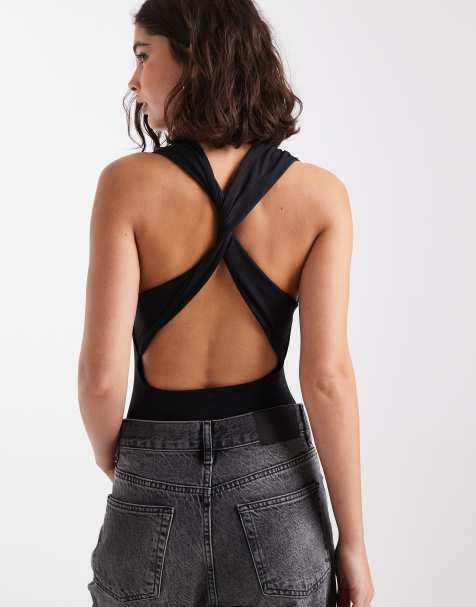 Miss Selfridge - Body met gedraaide achterkant in zwart - view 1