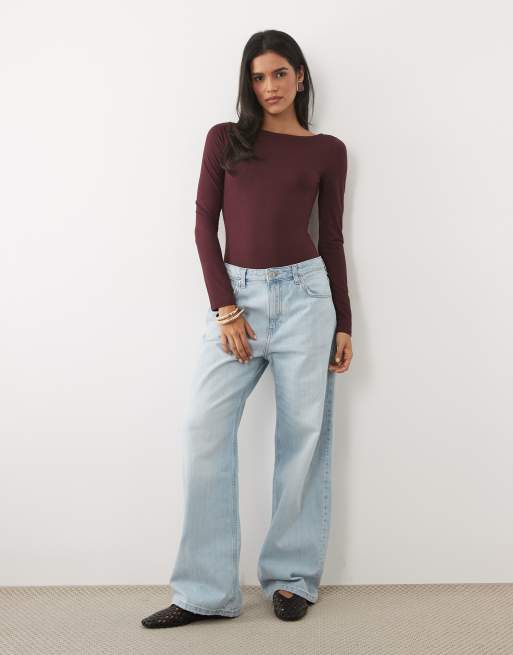 Miss Selfridge Body mit U-Boot-Ausschnitt in Pflaume, 3 von 4
