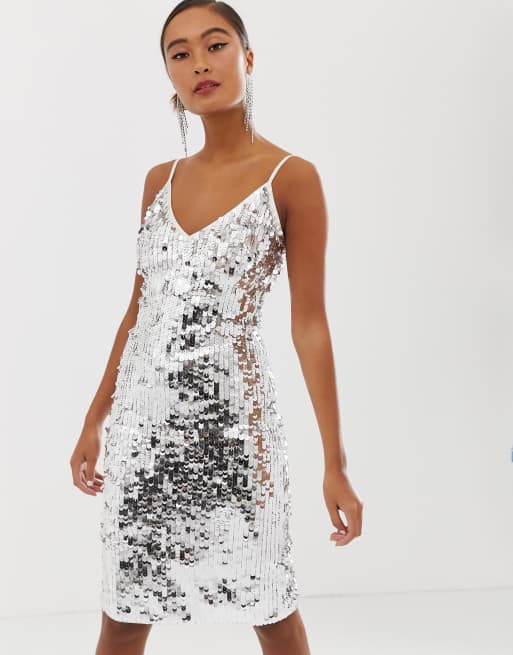 Silver sequin hotsell dress asos