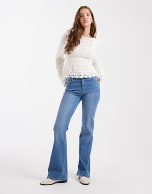 Miss Selfridge Boho Cutwork Knit Sweater In White