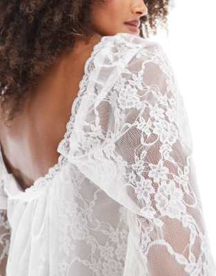 Shop Miss Selfridge Boho Lace Blouse In White