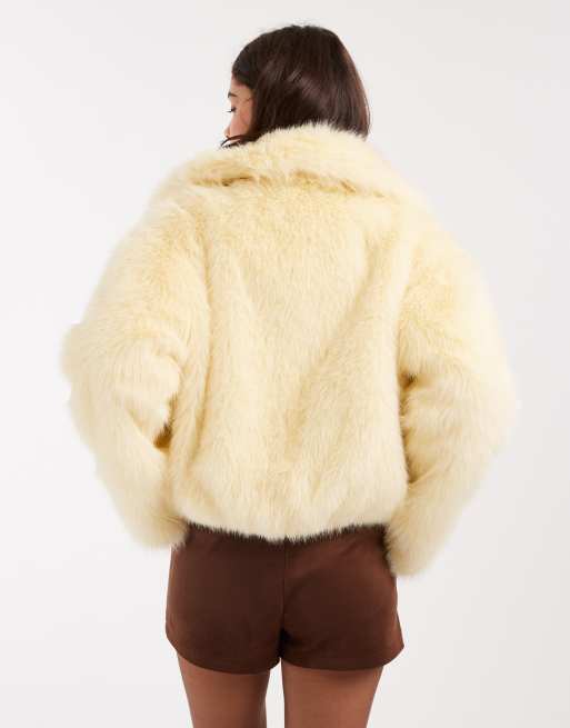 Miss Selfridge - Bomber avec col en fausse fourrure - Babeurre, 4 de 4
