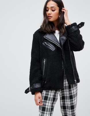 borg biker jacket