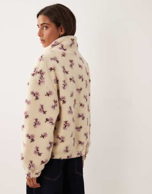 Miss Selfridge Borg-Fleece-Jacke mit kleinem Blumenmuster, 4 von 4