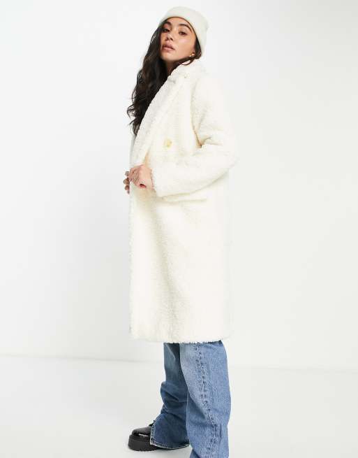 Miss Selfridge borg longline overcoat in cream