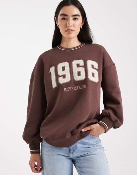 Miss Selfridge borg printed oversized sweatshirt
