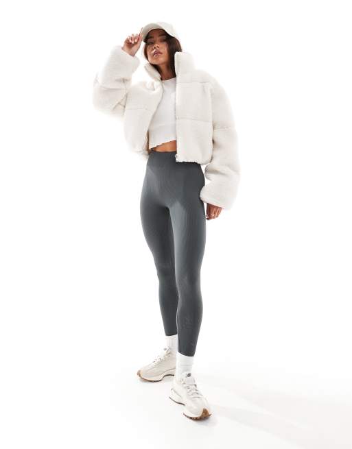 Miss Selfridge borg puffer jacket in cream