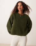 [Miss Selfridge] Miss Selfridge borg sweatshirt in khaki-Pink L Khaki
