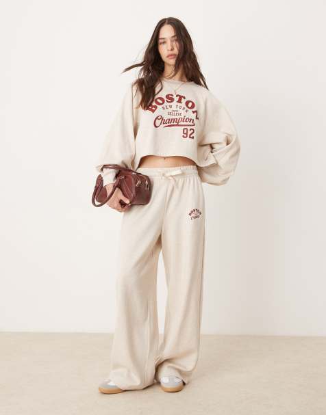 Miss Selfridge Boston sweatpants in oatmeal heather - part of a set - view 1