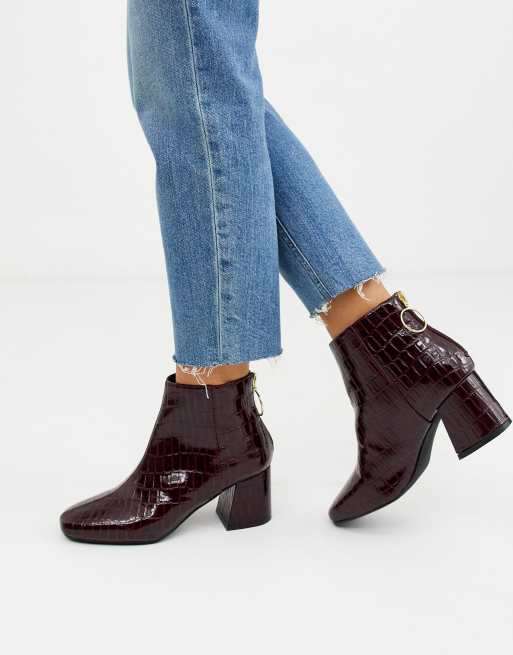 Bottines discount croco bordeaux