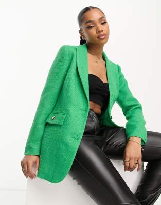 Miss Selfridge boucle blazer in green