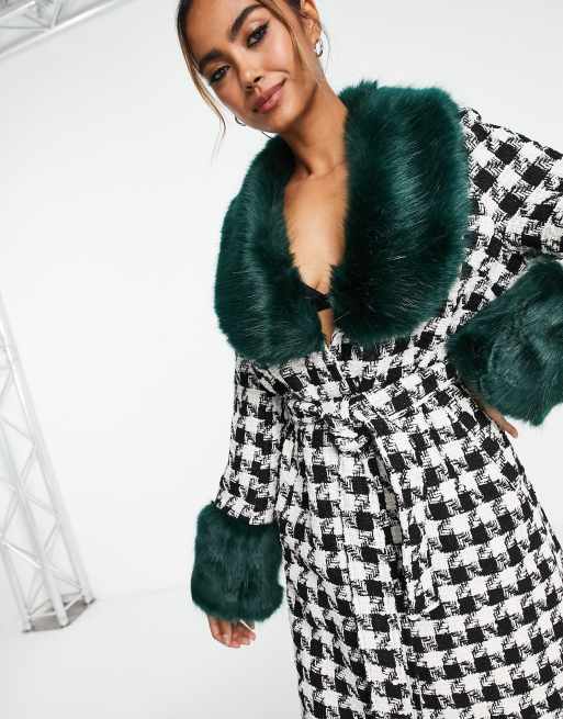 Miss selfridge check wrap coat sale