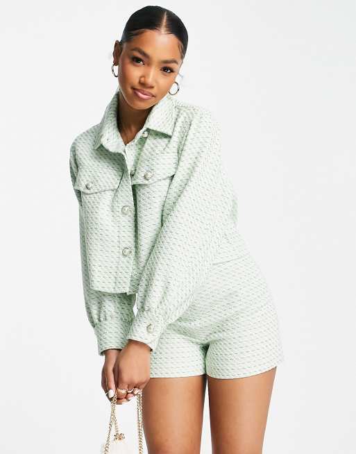 Miss Selfridge - Bouclé jasje met textuur in saliegroen