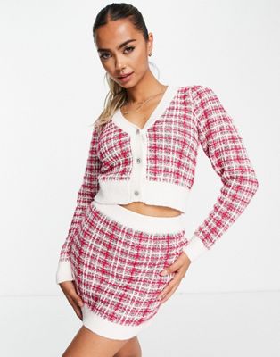 Miss Selfridge boucle knit mini skirt in pink co-ord - ASOS Price Checker