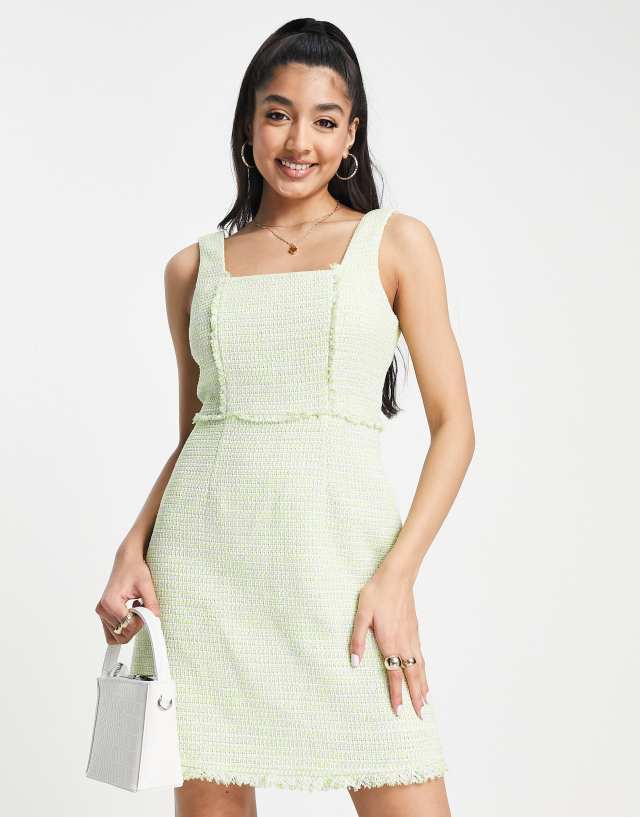 Miss Selfridge boucle pinny dress in green