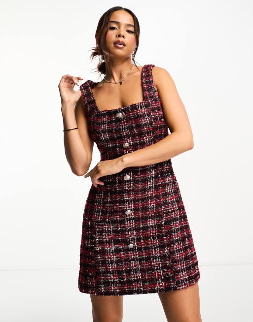 Plaid shop fitted dress