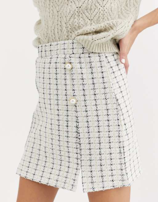 Miss Selfridge boucle skirt in ivory ASOS