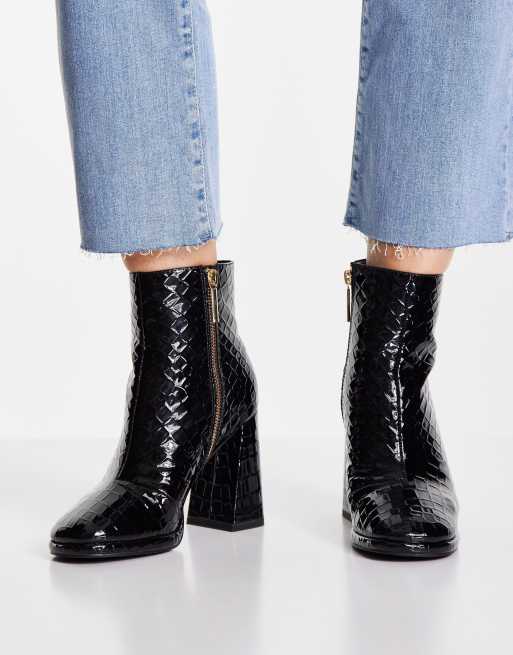Miss Selfridge - Bougie - Bottines vernies effet croco - Noir , 3 de 4