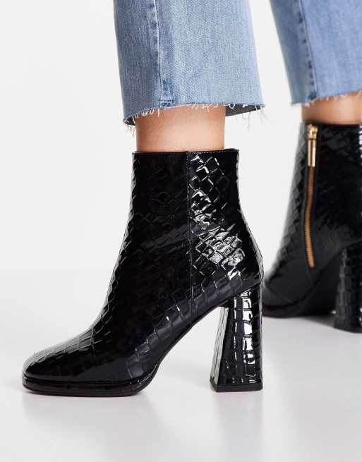 Miss Selfridge – Bougie – Lackstiefel in Kroko-Schwarz , 2 von 4