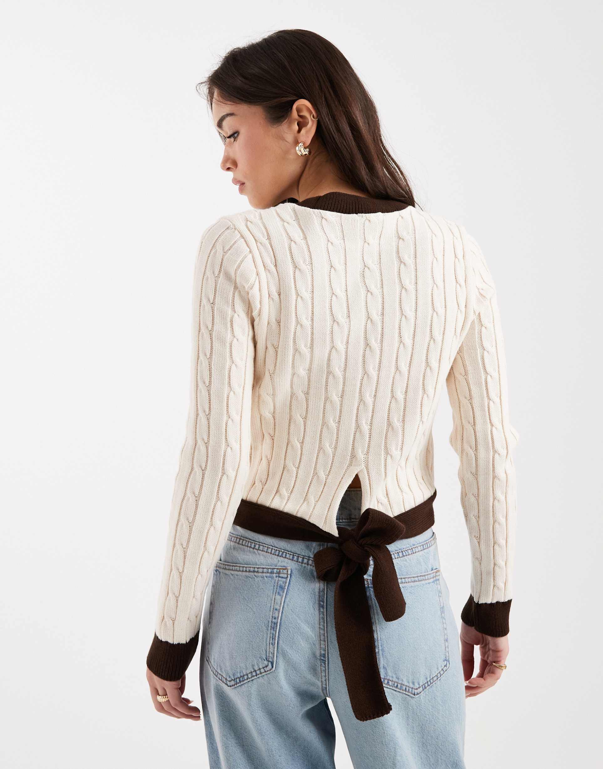 miss selfridge bow back detail knit sweater