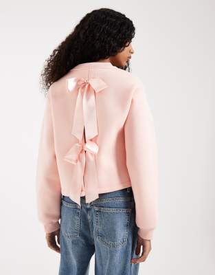 Miss Selfridge Bow Back Sweatshirt In Multi