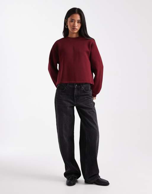 Miss Selfridge bow back sweatshirt in plum