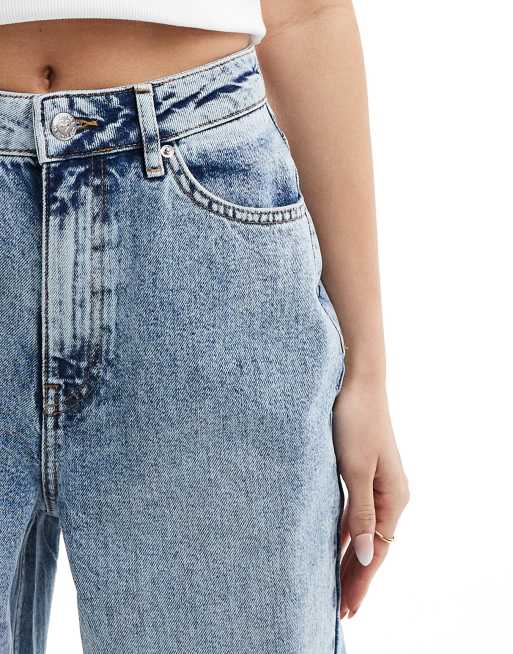 Miss Selfridge bow pocket baggy jean in acid wash, 4 of 5