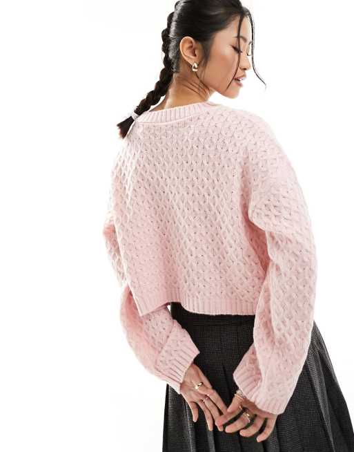 Miss Selfridge bow tie detail cardigan in soft pink, 4 of 4