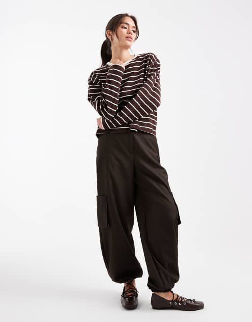 Miss Selfridge boxy long sleeve top in stripe, 4 of 4