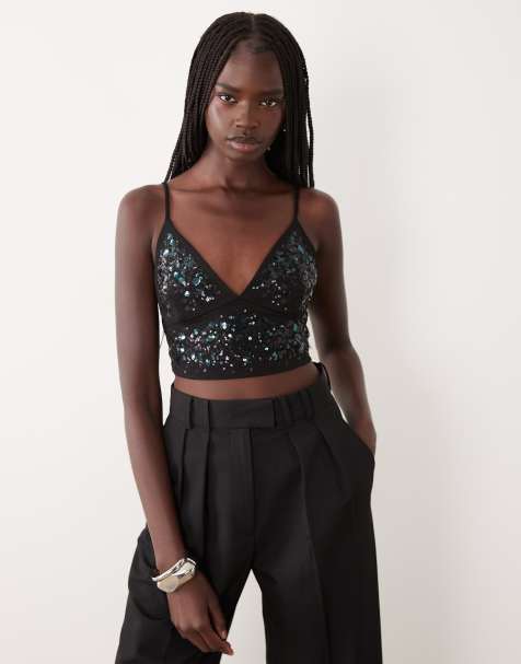 Miss Selfridge bralette adornada en negro - view 1