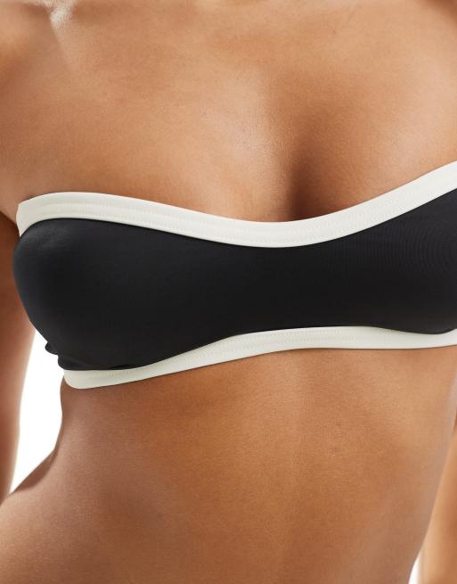 Miss Selfridge – Bralette-Bikinioberteil in Schwarz mit kontrastierender Paspelierung, 2 von 4