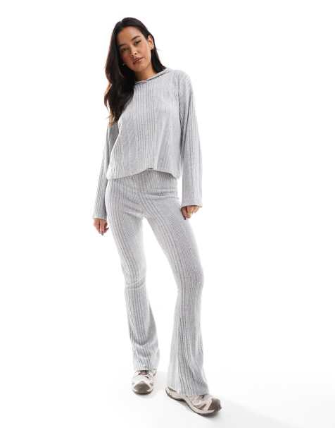 Miss Selfridge – Breit geripptes Set in Grau mit angerautem Finish - view 1