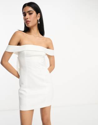 Miss selfridge bardot skater dress store in white