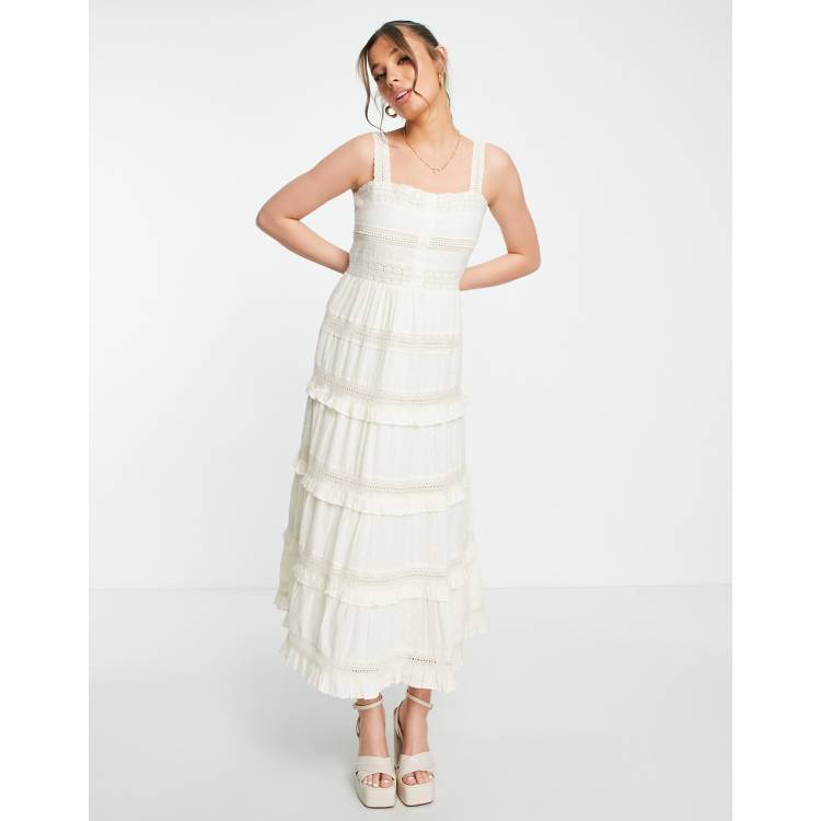 Miss selfridge button clearance through broderie maxi dress