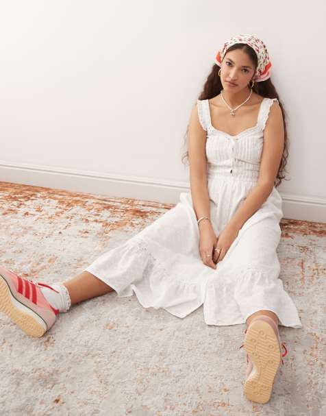Miss Selfridge broderie milkmaid maxi dress in white - view 1
